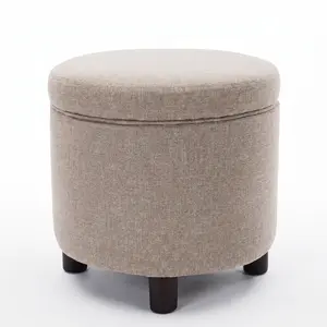 Callister 19" Round Storage Ottoman with Lift-Off Lid, Upholstered Accent Stool for Living Room, Bedroom & Entryway