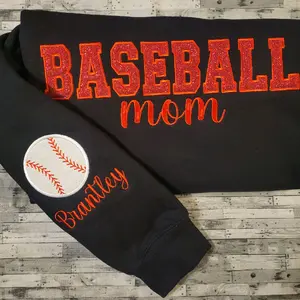 Baseball Mom Embroidered Crewneck Sweatshirt