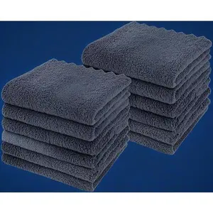 Premium Microfiber Washcloths 12 Pack, Ultra Soft and Absorbent 12x12 Inch Towels, Quick Drying Coral Velvet Bath Cloths for Bathroom, Hotel, Gym, Multi-Purpose Cleaning Cloths, Reusable and Durable (Grey)