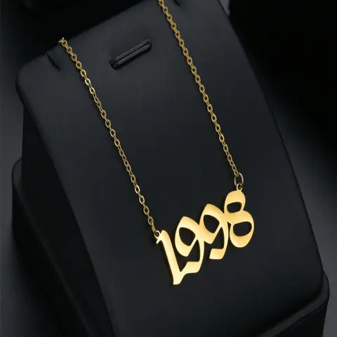 Fashionable Year Number Design Pendant Necklace, Trendy Exquisite Stainless Steel Jewelry, Suitable for Party and Daily Wear, Ideal Birthday Gift for Women, Stainless Steel Necklaces