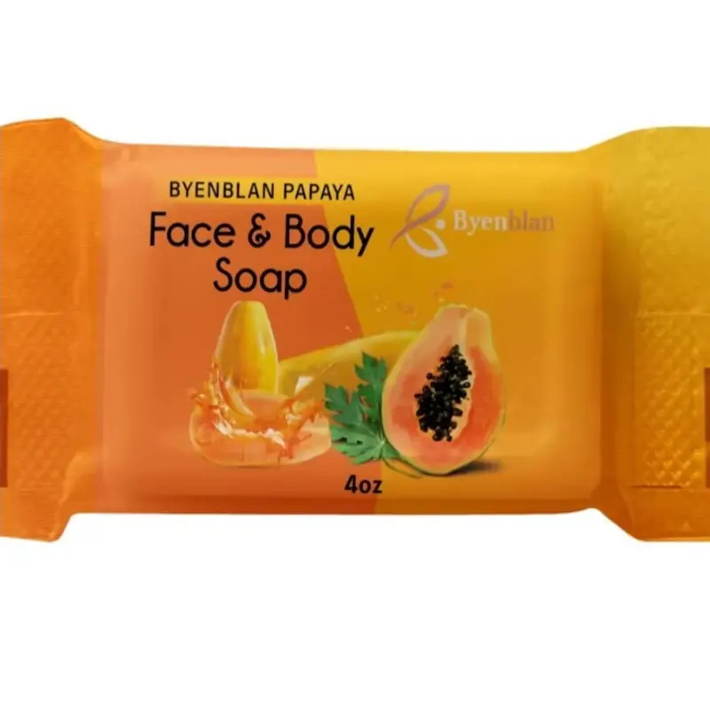 BYENBLAN Papaya Face & Body Soap, Hydrating Solid Bar for Daily Cleansing and Beauty Routine, Scented for Normal Skin, Unisex, 4oz, Adults