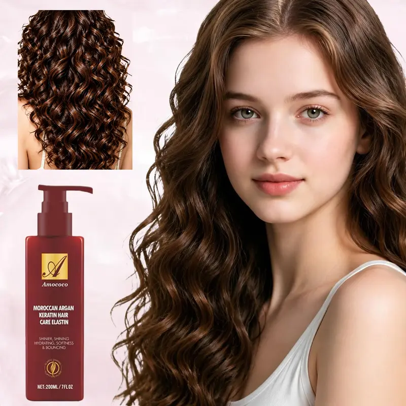 200ml Curl Defining Leave-In Hair Cream - Argan Oil & Avocado Infused, Deeply Hydrating, Anti-Frizz, Volumizing, Helps Reduce Dandruff & Hair Fall, Non-Sticky, for Curly & Wavy Hair, Enhances Natural Curls, Leaves Hair Silky Soft
