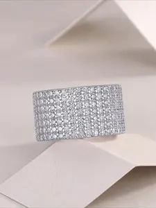 Father's Day Mother's Day gift, full circle, chilled full diamond ring, closed high-end light luxury men's and women's couple ring
