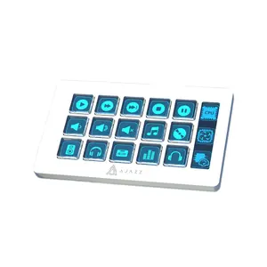 AJAZZ AKP153E wired controller keyboard 15 key LCD button multifunctional mini visual streaming keyboard customizable side screen real-time display one click open integrated live console desktop live assistant anchor helper suitable for live content creat
