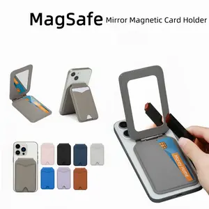 MagSafe Wallet with Mirror & Kickstand — Leather Card Holder