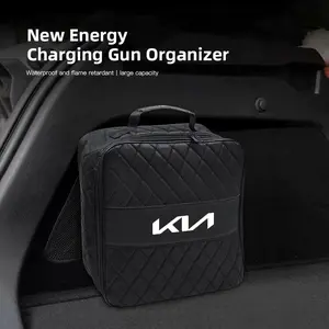 Car Charging Gun Leather Bag Storage Box Auto Accessories For KIA K9 Sportage Niro K5 Carnival EV6 EV9 EV3 K8 Stinger Forte Ceed Cerato Sorento RIO Picanto Proceed Soul Cadenza Borrego Ray EV Syros K4 Telluride Sonet Seltos Stonic Optima Tasman K900 VG Ve
