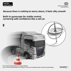 Mini RC Drift Car 1:43 Scale with Active Gyro Stabilizer, Light Up Semi-Truck, Proportional Steering Remote Control Racing Toy, Collector's Gift