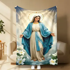 Virgin Mary Blanket Wrap Yourself in Divine Comfort Soft Funny Throw Blanket Cozy Lightweight Plush Portable Cover Blanket For Sofa,Warm Gift For Birthday,Christmas,Multiple Blanket