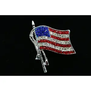 USA Flag Pin, Patriotic USA Flag Rhinestone Brooch Pin Flag Pendant, 4th July Independence US Flag Jewelry Gift