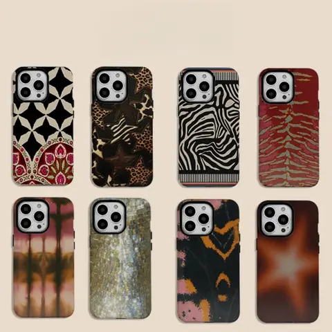 Abstract Retro Art Double-Layer Phone Casing - Multi-Model Accessories for iPhone 17,16e,16,15,14,13,12,11,XR,XS Max,Air,Pro Max,Plus - Handheld Device Protection Cover