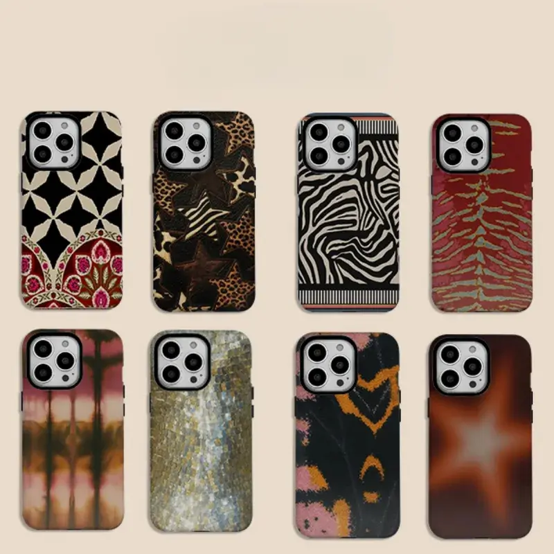 Abstract Retro Art Double-Layer Phone Casing - Multi-Model Accessories for iPhone 17,16e,16,15,14,13,12,11,XR,XS Max,Air,Pro Max,Plus - Handheld Device Protection Cover