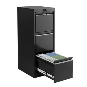 GARVEE 3-Drawer Locking File Cabinet - Heavy Duty Metal Vertical Filing Cabinet for Home Office, Fits Letter/a4/Legal/f4 Sizes, Black (Assembly Required)