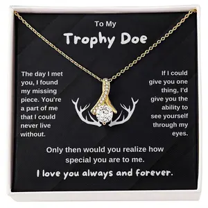To My Trophy Doe Love Necklace for Wife - Deer Design, Hunting Gift from Husband, Gift for Women, Unique Jewelry for Women