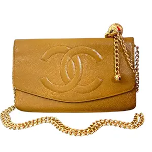 Pre-owned CHANEL Caviar Leather Clutches & Wristlets Beige Caviar Timeless Clutch
