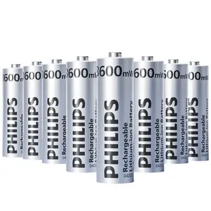 Philips 1.5V Rechargeable AA Lithium Batteries 8 Pack, 3600mWh Lithium Rechargeable Long-Lasting Double A Li-ion Batteries for Blink Outdoor Camera