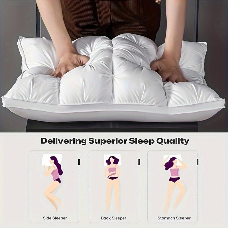 Buy 1 Get 1 Free, 2pc Hotel Fluffy Pillow - Neck Support Sleep Pillow, Comfortable Pressure Relief, Lightweight Luxury Bed Pillow For Bedroom, Home, And Dorm Use. luxury 5-star hotel quality