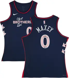 Tyrese Maxey Philadelphia 76ers Autographed Nike Navy 2023-24 City Edition Swingman Jersey - Fanatics Authentic Certified
