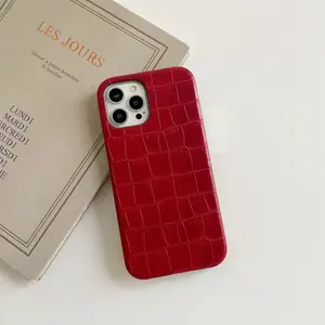 Skin Case For iPhone 12 13 14 15 16 17 Pro Max Gentlewoman Crocodile Pattern Protective Cover