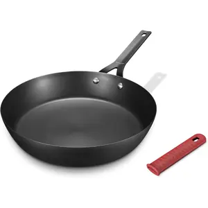 Carbon Steel Pan, 10 Inch Nonstick Frying Pan Skillet, Pre-Seasoned Carbon Steel Cookware with Removable  Handle Holder, Indoor/Outdoor, Induction & Oven Safe