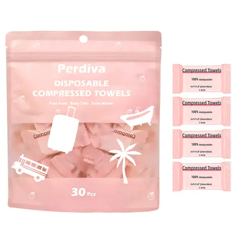 Disposable Compressed Towel Tablets, 30Pcs, Portable Compact Face Towels for Home, Camping, Hiking, Travel, Picnics & Gym Workouts, Ideal for On-the-Go Hand/Face Cleansing & Make-Up Use