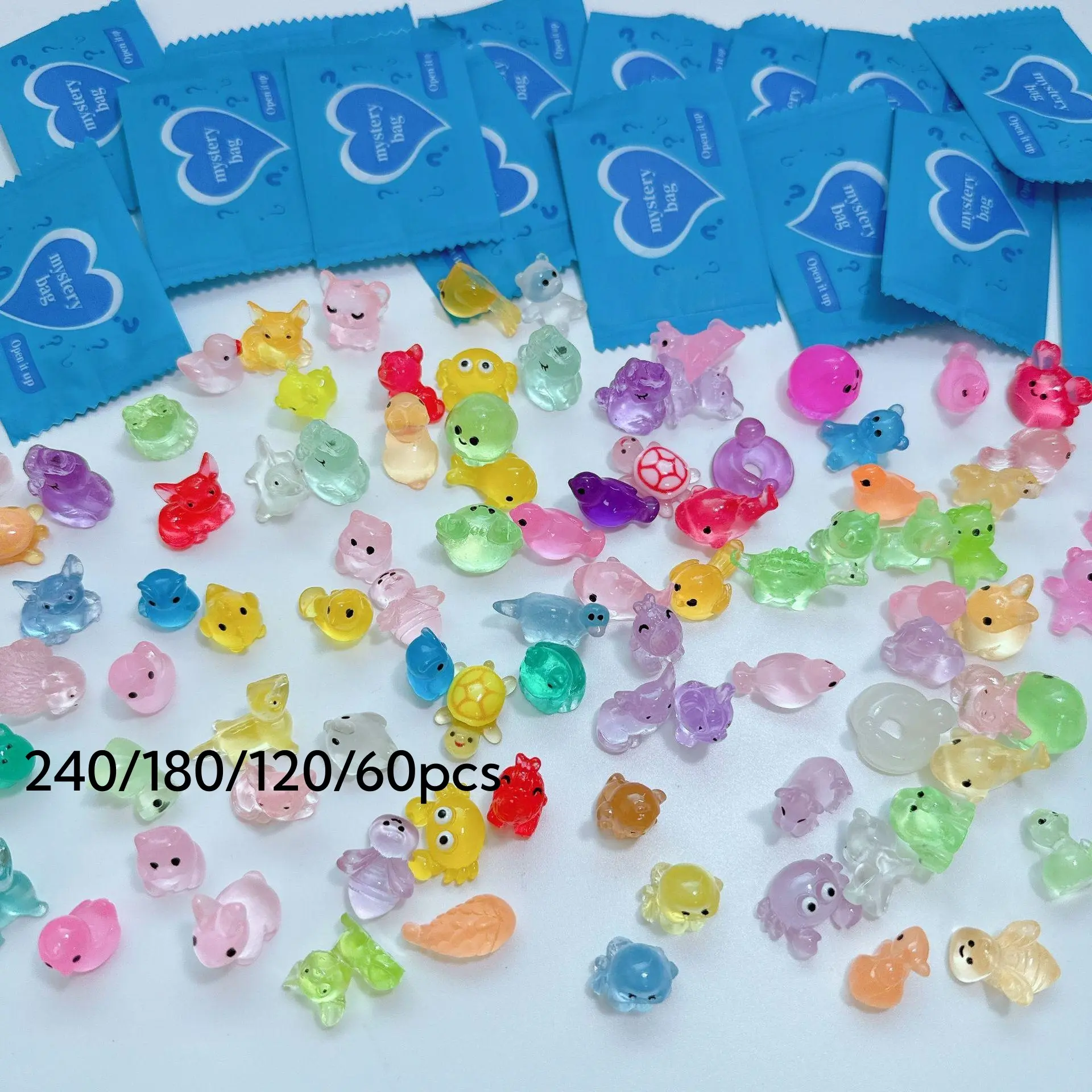 Multicolor Glow-in-the-Dark Mini Animal Resin Figures & Ornaments (60/120/180/240pcs) - Creative DIY Materials, Home Decor Room Accessories, Back to School Party Gifts for Students