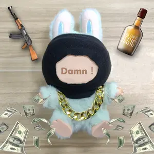 Gangster Mask & Hip-Hop Necklace Set for Doll (NO Doll),Handcrafted Crochet 2-Piece Set for 17cm Doll,Outfit with Accessories,Stylish Clothes for Doll