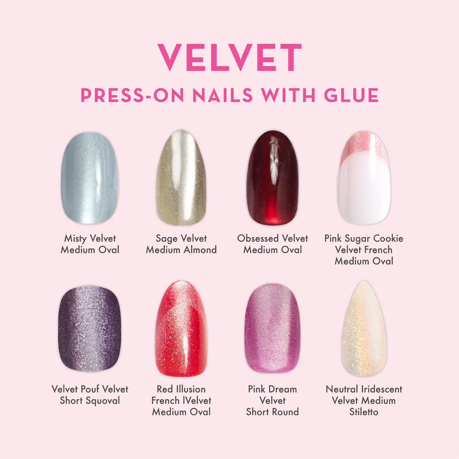Velvet Press-On Nails with Glue