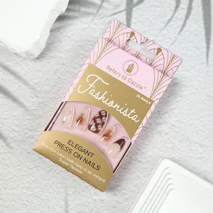 Chic Almond Press On Nails with Rhinestones| 30Pcs Reusable Fake Nails| Trendy Press On Nails for Daily/Party, Easy Apply & Long Lasting