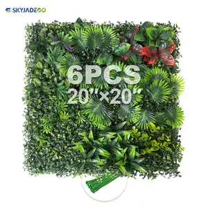 Artificial Plant Fake Grass,Green Decor Wall,Fence Greening Panel Indoor Outdoor 20 * 20" 6 Pack Hanging Ferns  room decor