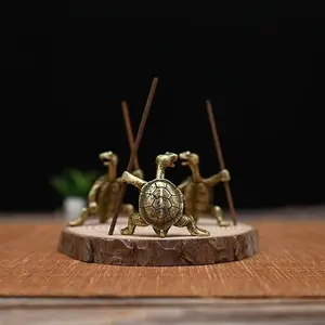 2 Piece Kung Fu Turtle Incense Burner Set, Alloy Material, Ideal for Home Office Tea Room Decor, Creative Gift Idea
