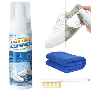 Shoe Cleaner Sneakers Cleaning Kit White Shoe Cleaner Foam with Brush & Towel for Leather Boot 6.76 Oz
