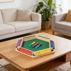 Upgraded Closed Box Dice Game for 1-6 Players, Wooden Board Game with 12 Dice, Perfect Family Game Night & Home Gathering Fun