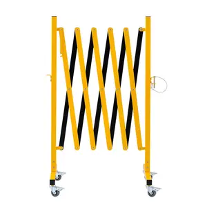 GYMTIME Industrial Expandable Metal Barricade, 8 Feet, Easily Assembled Safety Barrier with Casters, Flexible Mobile Gate, Adjustable Traffic Fence