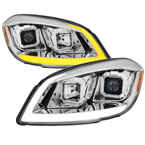 2005??2010 Chevrolet Cobalt Pontiac G5/Pursuit Projector Headlights w/ Switchback LED Turn Signal DRL Light Strip (Chrome Housing / Clear Lens)
