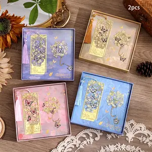 2 Pcs Hollow Flower & Butterfly Metal Bookmarks Set Elegant Tassel Bookmarks Large Size Book Mark Perfect Gift for Book Lovers Students Teachers Reading Accessories Stationery