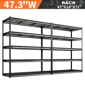 Heavy-Duty Shelving - 5-Tier Extra-Wide 47.3" Heavy-Duty Metal Storage Rack, 3000 lbs Capacity (600 lbs per Tier) - Height-Adjustable Shelving for Garages, Warehouses, and Basements - Industrial Shelving System for Large Spaces