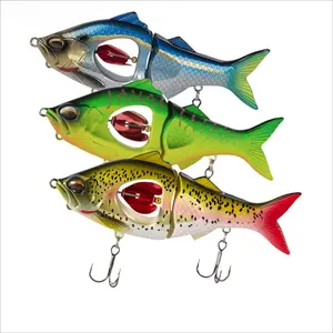 Trending Multi-Jointed Sinking Fishing Lure, Whopper Plopper Style Realistic Swimbait with Sharp Treble Hooks, Durable Freshwater Saltwater Bass Pike Fishing Bait, Pro Outdoor Angler Tackle Accessory