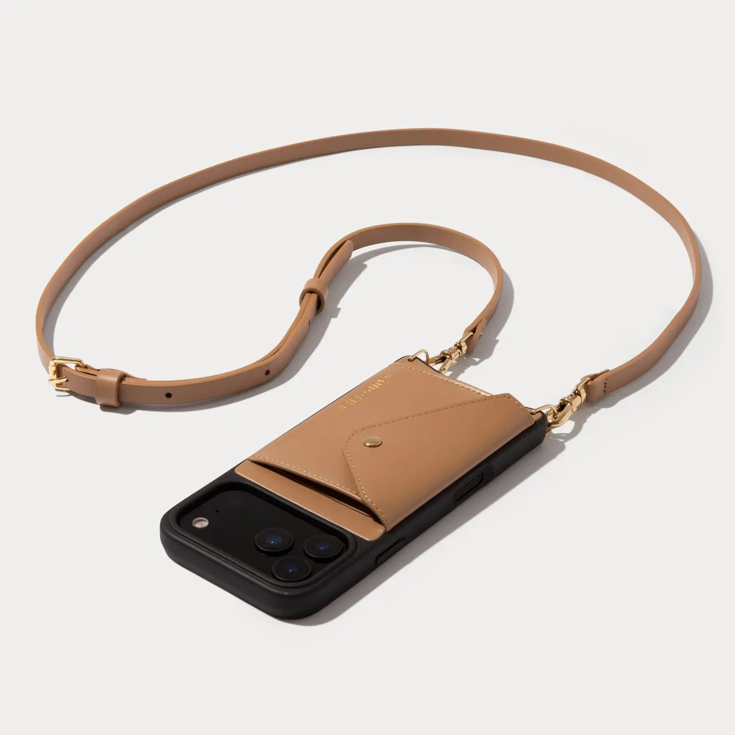 Donna Side Slot Crossbody Bandolier - Tan/Gold