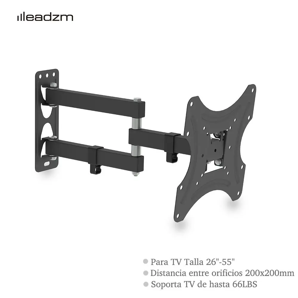 LEADZM TMX200 Adjustable Wall-Mount TV Stand Furniture - Television Stands for 26-55 in TVs, Flexible Metal Brackets, Adjustable Height, Slim Space-Saving, Rotatable, 66lb Capacity, Spirit Level, Steel Plates, Easy Mounting Solutions, Classroom-Ready