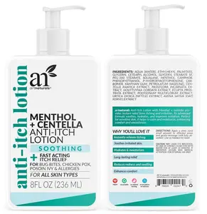 Artnaturals Anti-Itch Lotion – 8oz Fast Relief with Menthol & Centella – Soothes Bug Bites, Poison Ivy, Chicken Pox & Allergies – Hydrating, Non-Greasy Formula for All Skin Types