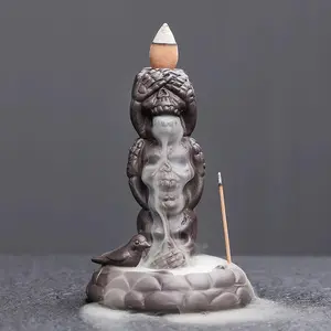 Skull Design Incense Burner, Creative Home Decorative Ornament, Backflow Incense Burner without Incense, Home Fragrance Holder for Living Room Bedroom, Scented, Aroma Scented Floral