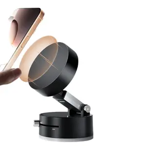 Multifunctional Vacuum Suction Phone Holder for Car, Foldable Double-Sided Magnetic Metal Mount, Adjustable Bracket, Cell Phone Car Mount