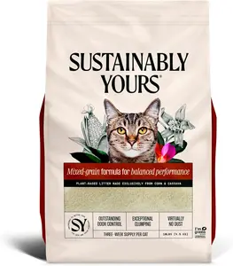 Sustainably Yours Cat Litter Mixed-Grain Formula 10 lbs Plant-Based for Balanced Performance Outstanding Odor Control Exceptional Clumping Virtually No Dust