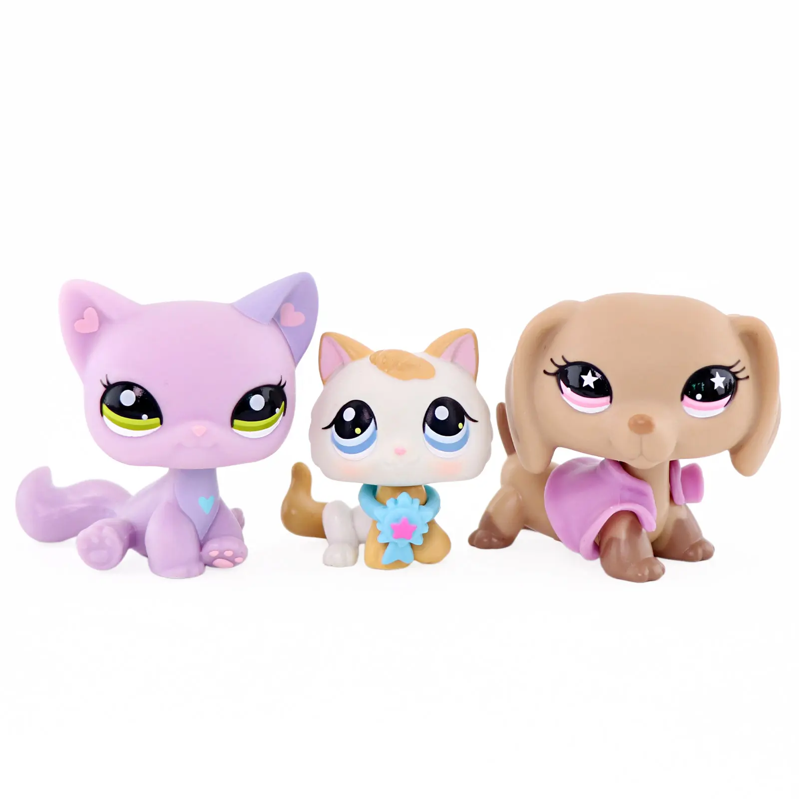 3 Pcs Bobble‑Head Animal Figures Set, Collectible Kitten & Puppy Figurines with Accessories, Cute Stylized Action Toys, Desktop Ornament Party Favor Gift for Kids Boys Girls