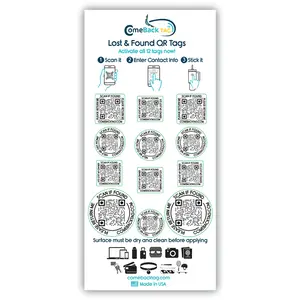 ComeBack Tag Lost and Found QR Labels - Scannable Adhesive Labels for Devices Laptops Water Bottles Keys Wireless Earbuds Sports Equipment - No App Subscription Required - Real-Time GPS Alerts & Seamless Setup