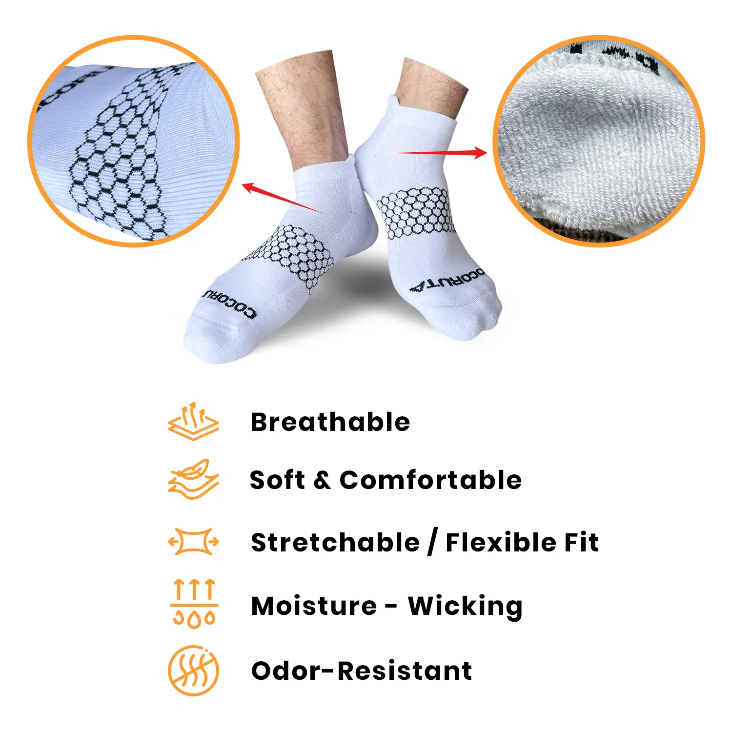 2-3-5 Packs Coco Ruta Honeycomb Ankle Support Solid Socks for