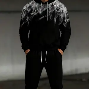 2025 Fashion Trend Hoodie Set with Personalized Geometric Patterns, Simple, Versatile, and Casual for Daily Use