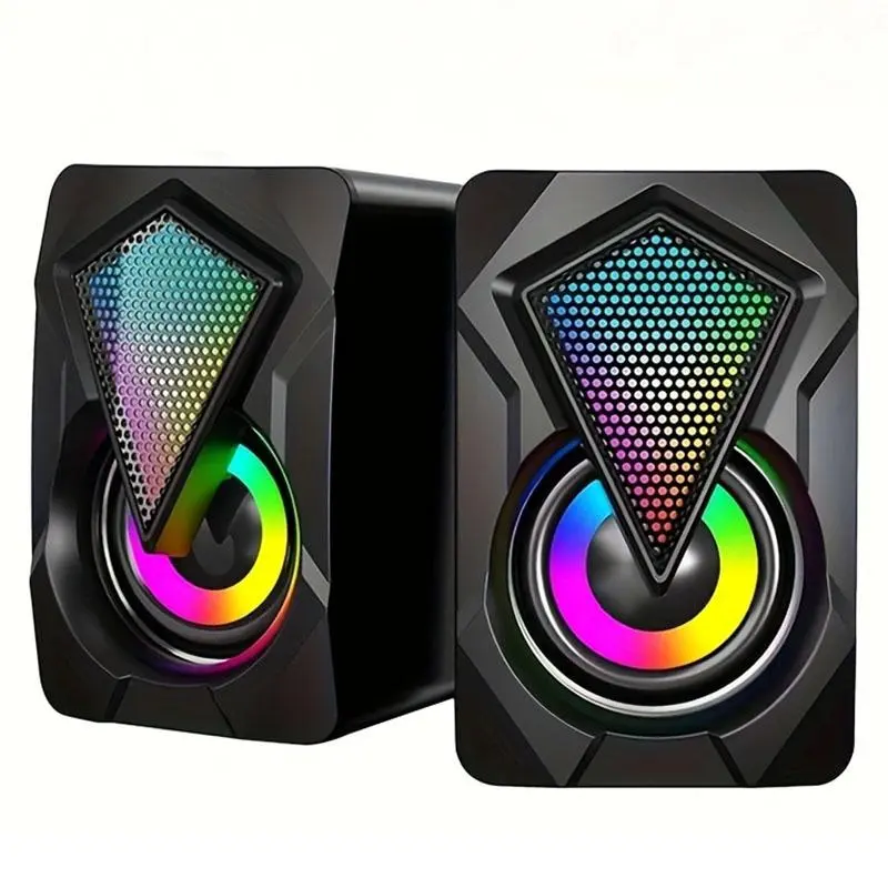 Desktop Wired Speaker, USB Powered & 3.5mm AUX-in Mini LED Lights Laptop Speaker, Stereo Surround Sound Computer Speaker For Home Office, Multifunctional Desktop Speaker, Wired Desktop Speakers