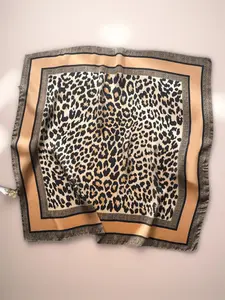 Leopard print scarf, European and American style, medium-sized square scarf for women, multi-purpose small neckerchief for spring and summer, Boho Style Scarf.
