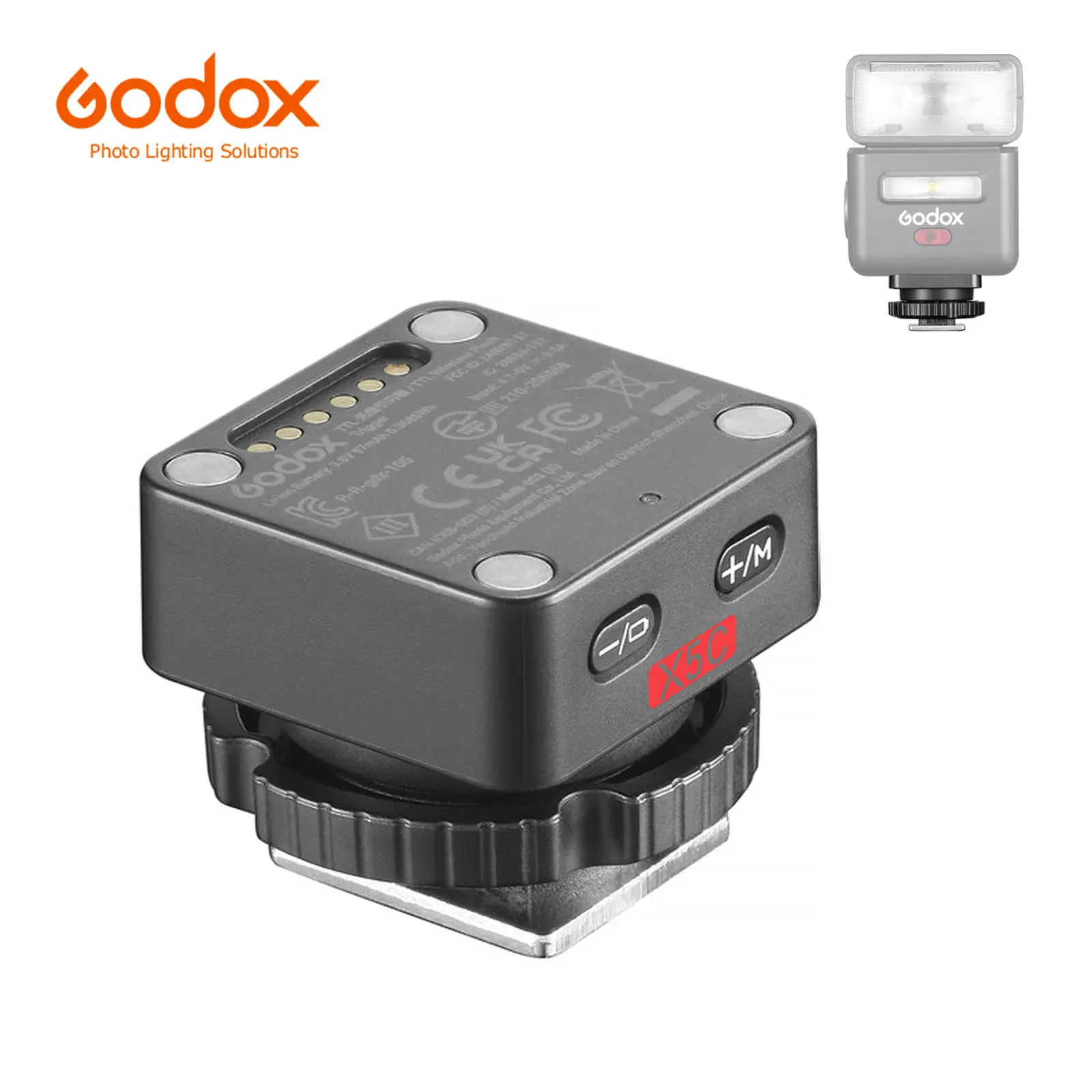Godox X5C 2.4GHz Wireless Flash Trigger & Transmitter for Canon Cameras, Dual Hotshoe Function, Magnetic Design, Instant Auto-Pairing, Studio Lighting Accessory Compatible with Godox IT32 Mini Flash & X System Units, Accessories